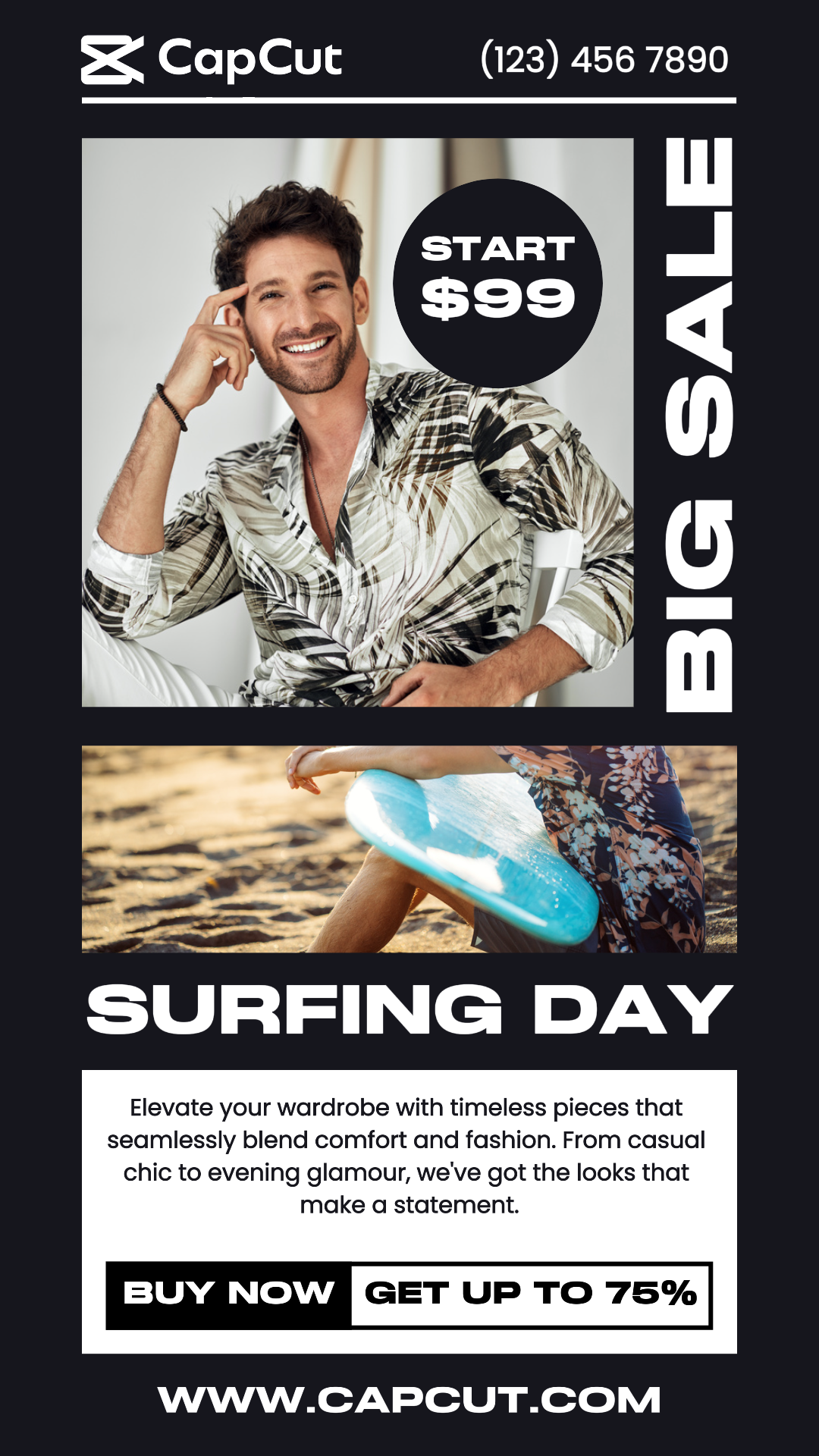 Instastory de promotion de mode de plage