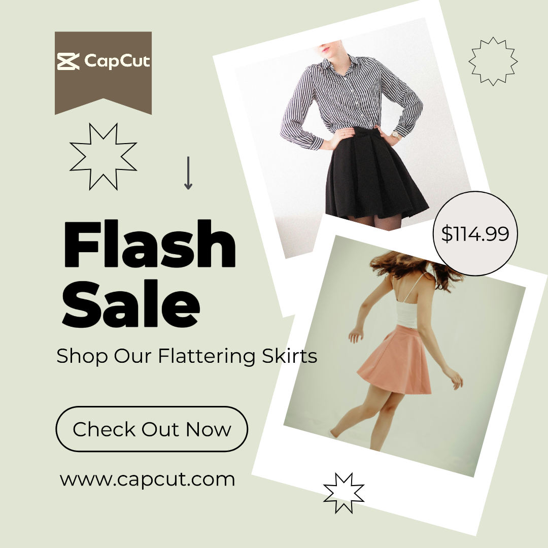 Clothing and Shoe Marketing Poster Flash Sale Skirts Instagram Post Simple Modern Grey