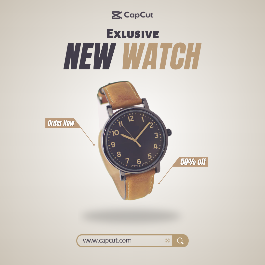 Comercialización de joyas y accesorios Exclusivo Nuevo reloj Instagram post marrón