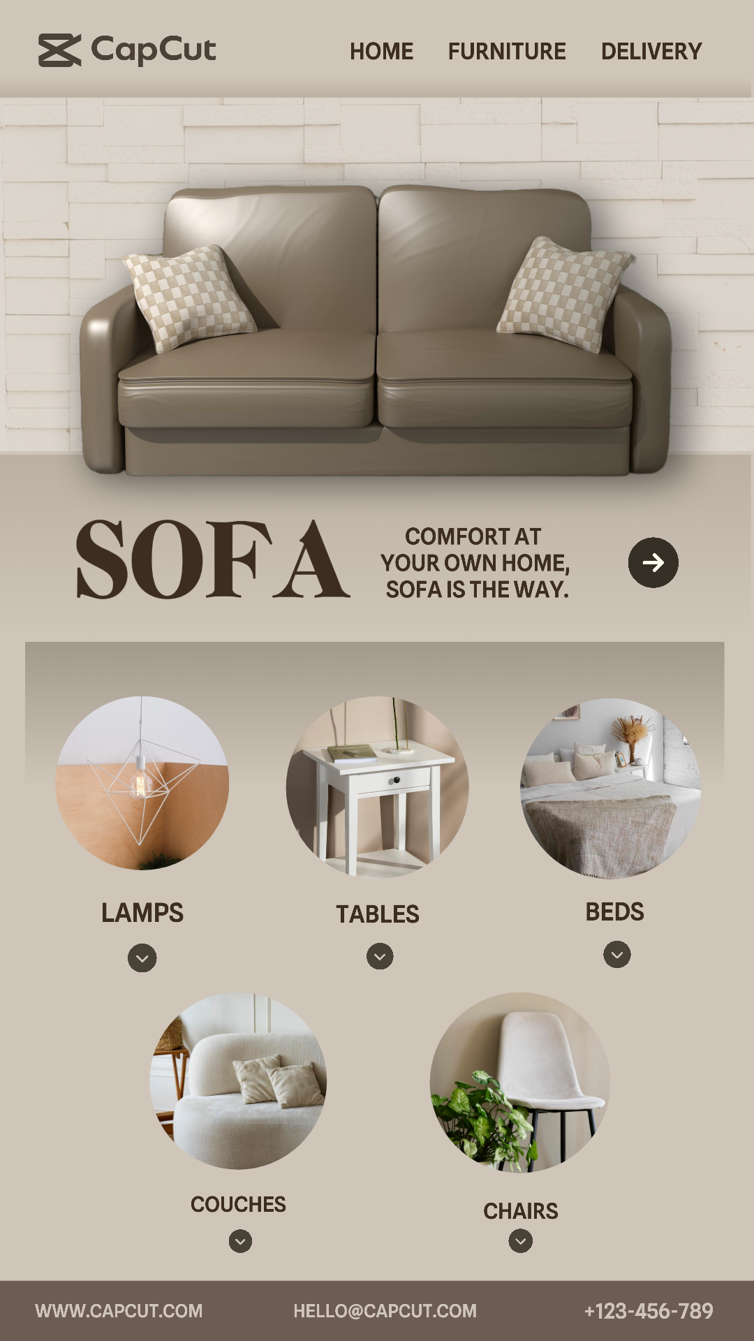 Mobile Size - Furniture Showcase Website