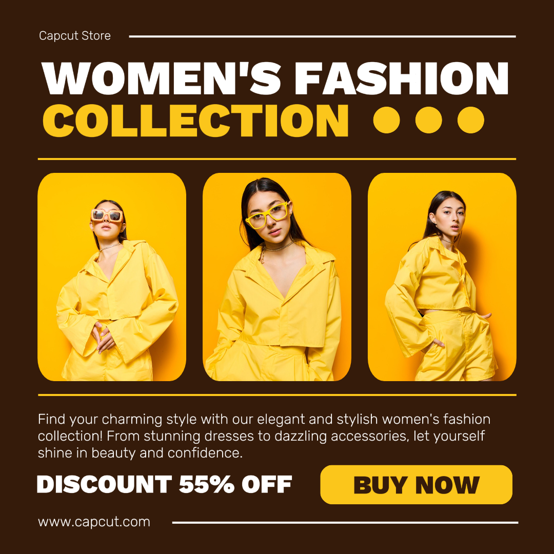 Cartel De Comercialización De Ropa Y Zapatos Instagram Post Moderno Marrón Y Amarillo