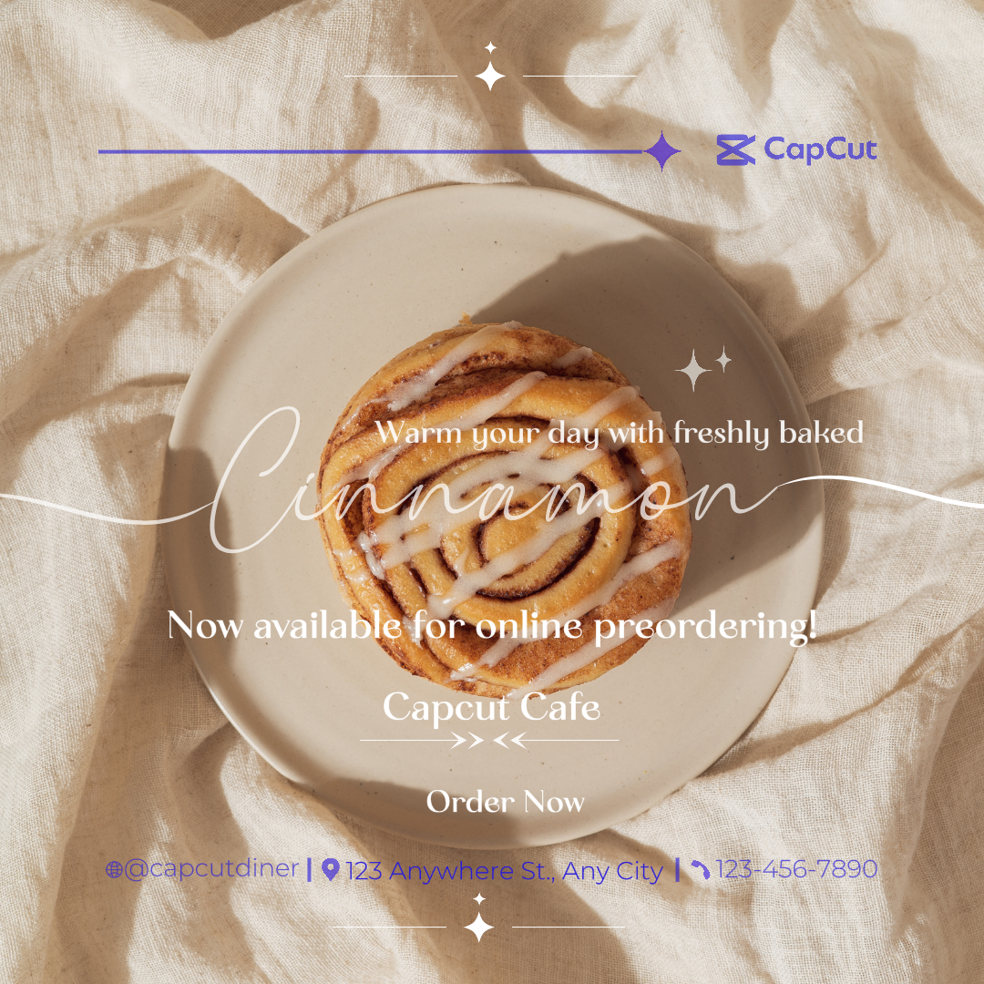Foods and Beverage Marketing Poster Instagram Post Cinnamon Bread