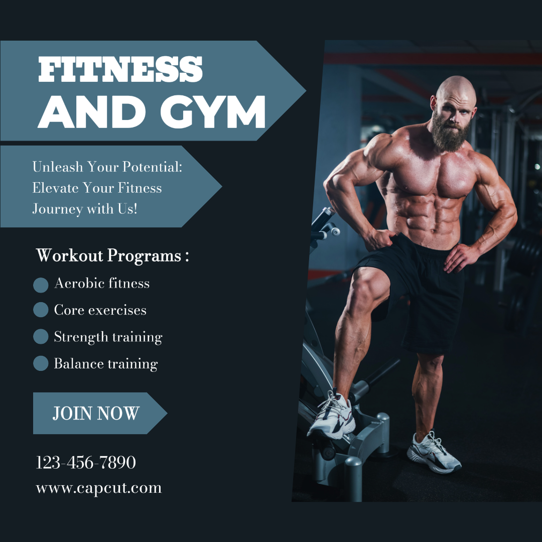 workout And Fitness Marketing Poster Gym Promotion Instagram Post Modern