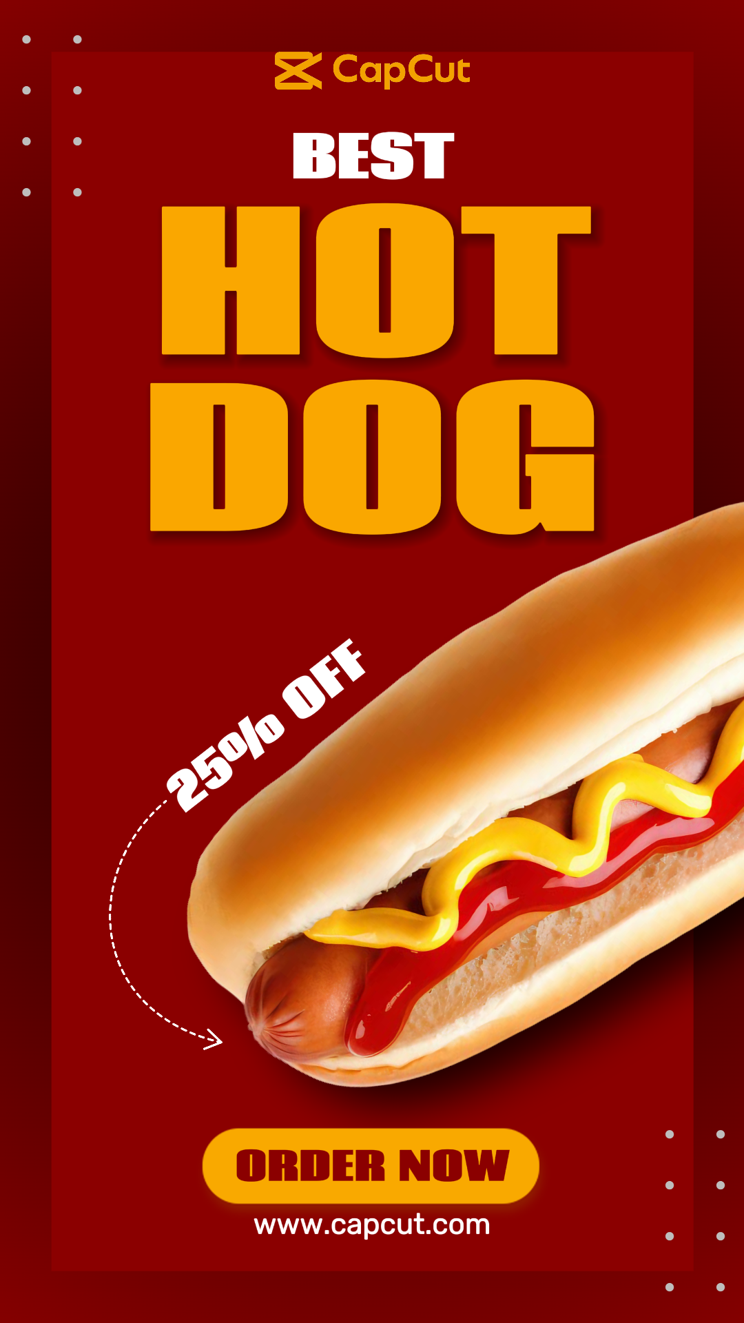 Alimentos e bebidas Promoção de cachorro-quente vermelho amarelo História do Instagram