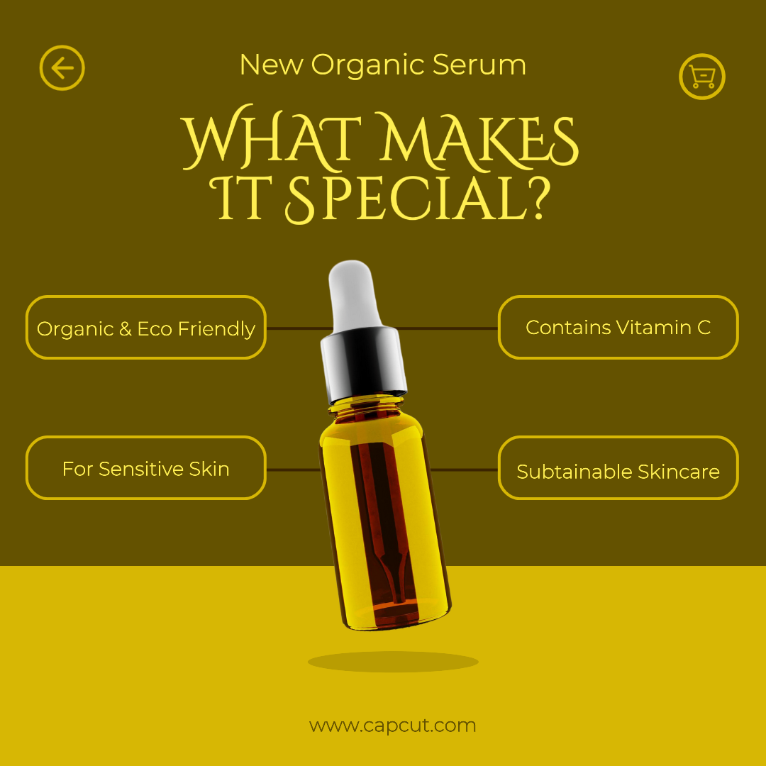 Beauty Care Organic Serum Instagram Post Minimalista Amarelo