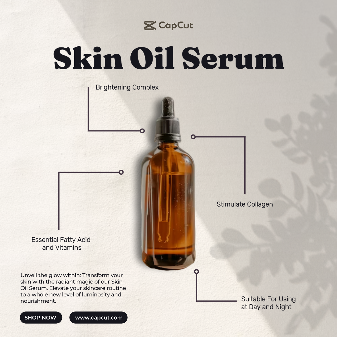 Marketing Product Callout Beauty and Personal Care Skin Oil Serum Instagram Post Gray