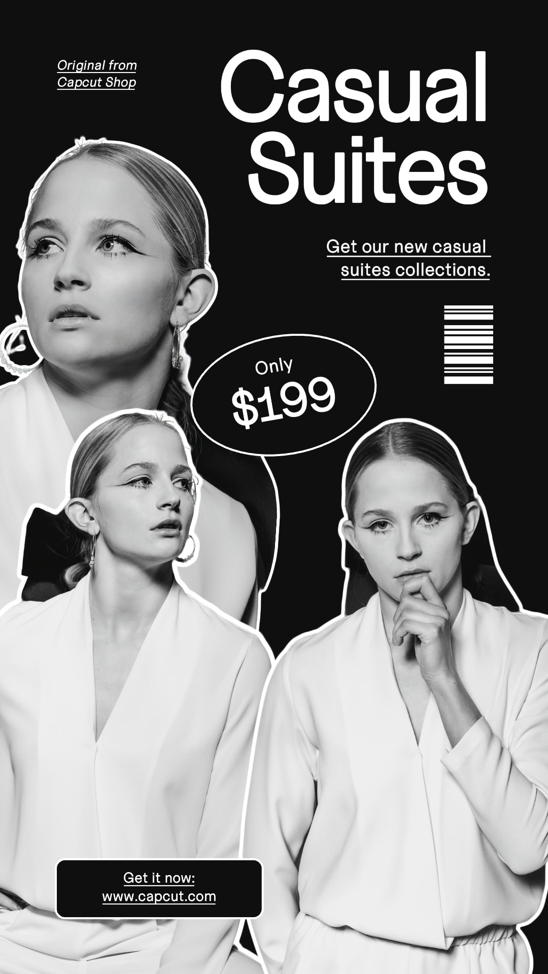의류 및 신발 - 마케팅 포스터 새로운 캐주얼 스위트 인스타그램 스토리 흑백