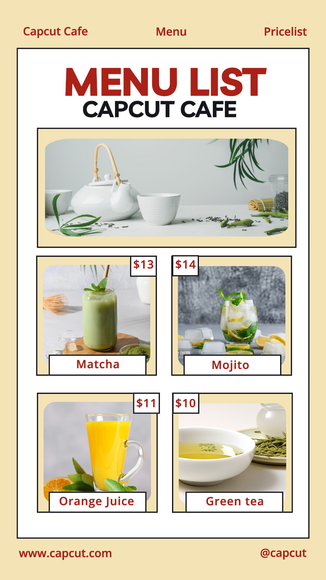 Lista De Menú Del Café Publico Moderno De Tiktok