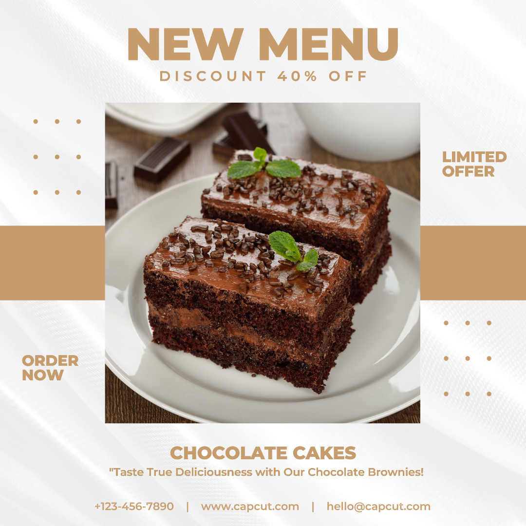 Cake Brownies Promotion Instagram Post Brown And White Minimalist