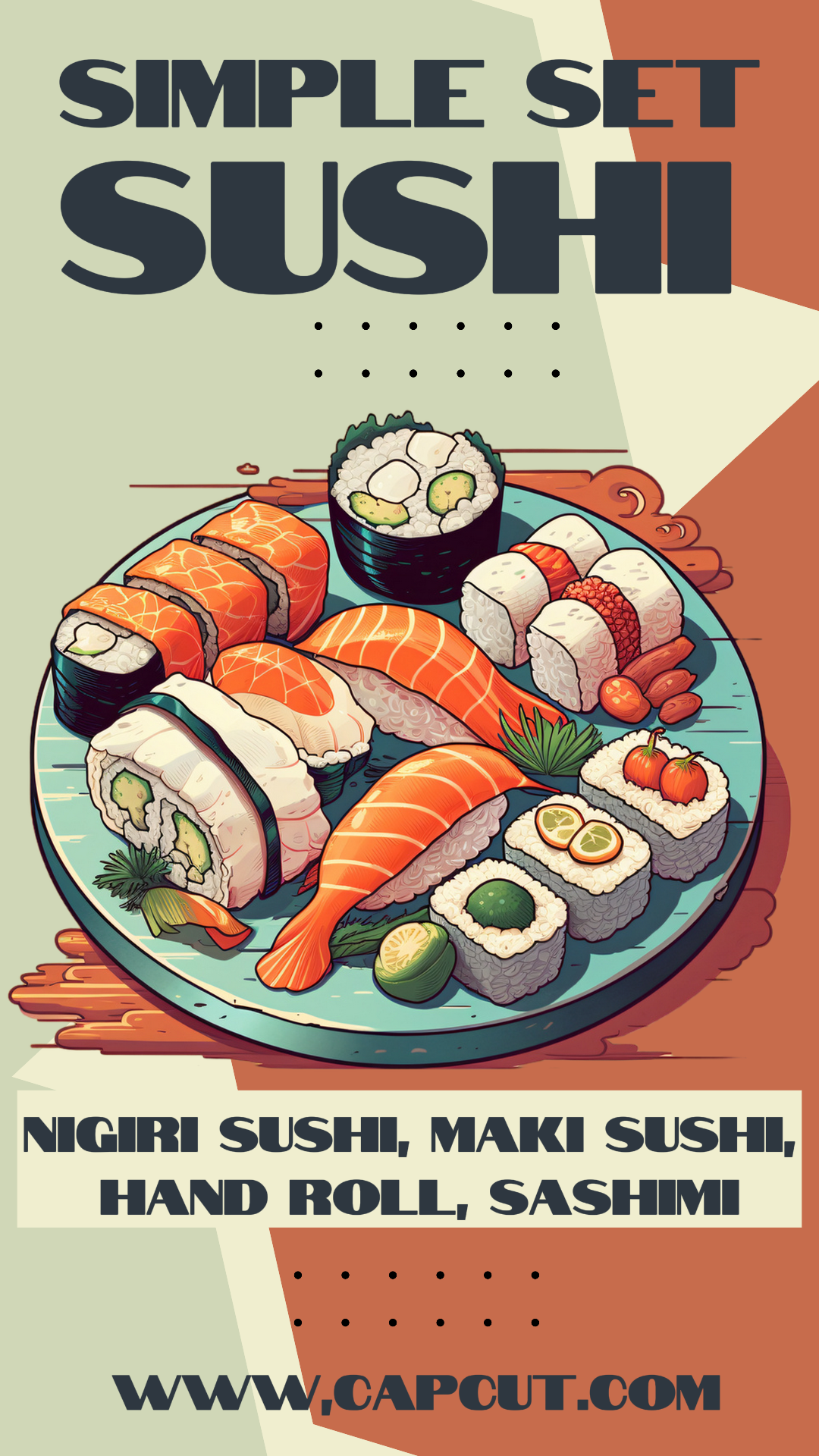 Food Simple Set Sushi Green Orange Story