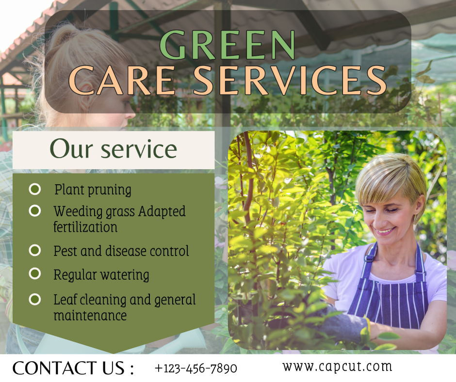 Póster Creativo del Servicio de Vida Publico en Facebook Servicios GreenCare