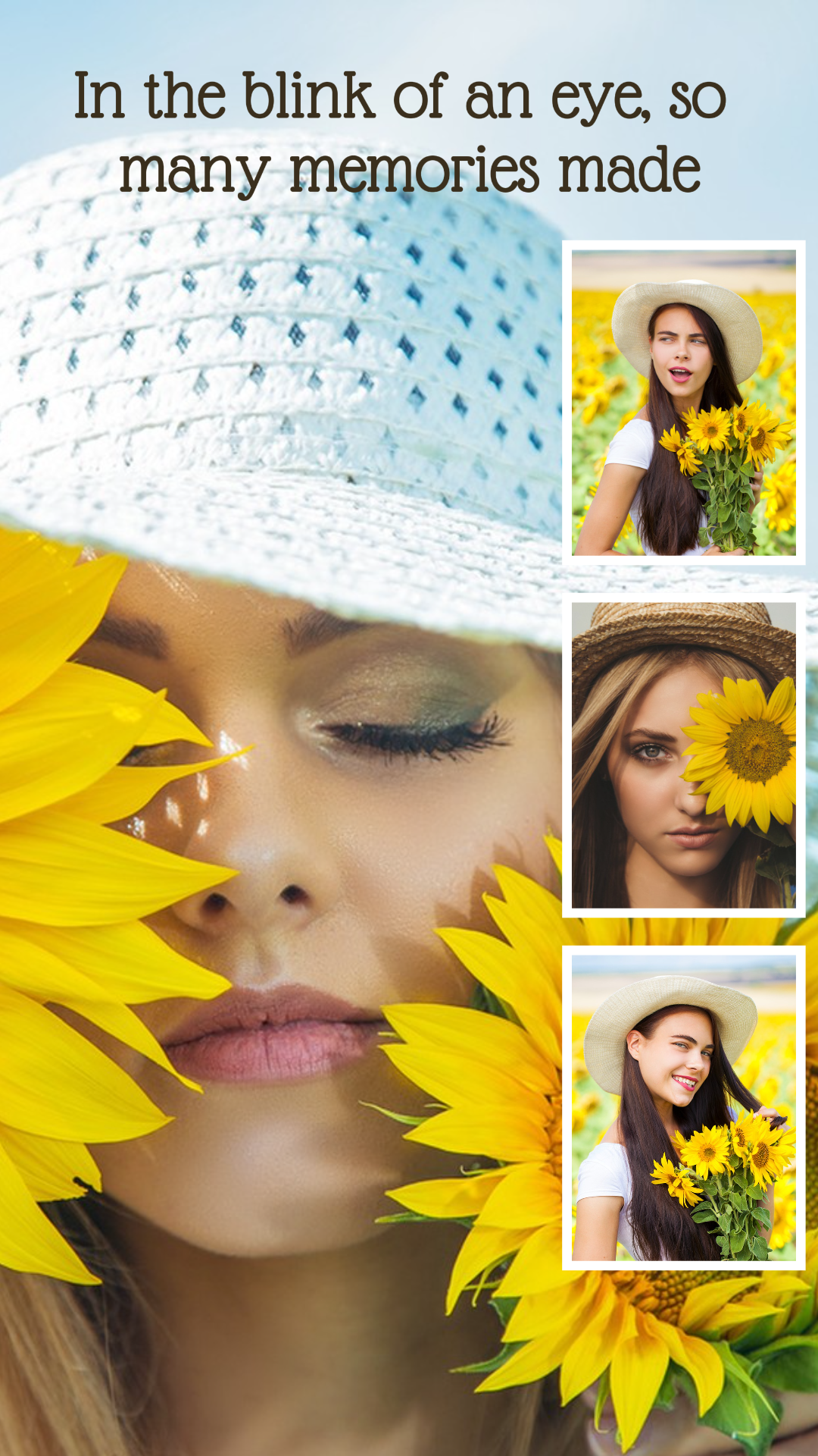 minimalistische Collage kreatives Poster instagram story persönliches Fotoalbum braun gelb