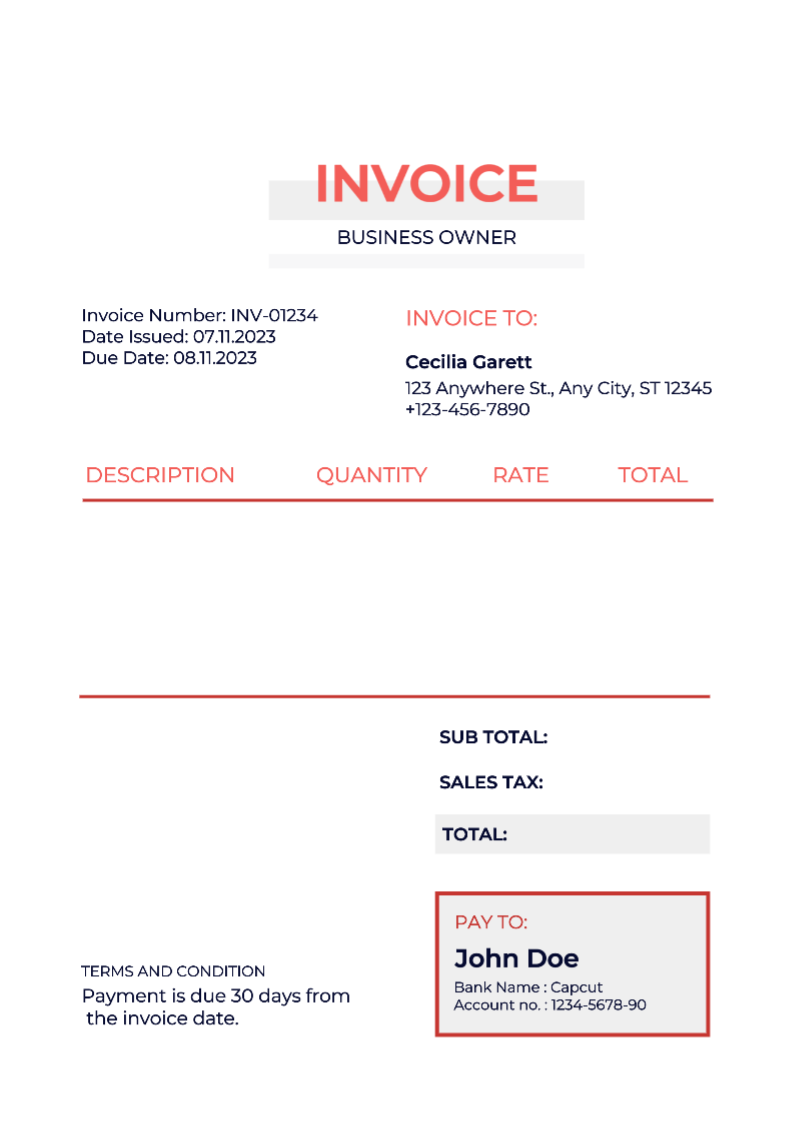 Factura roja y blanca