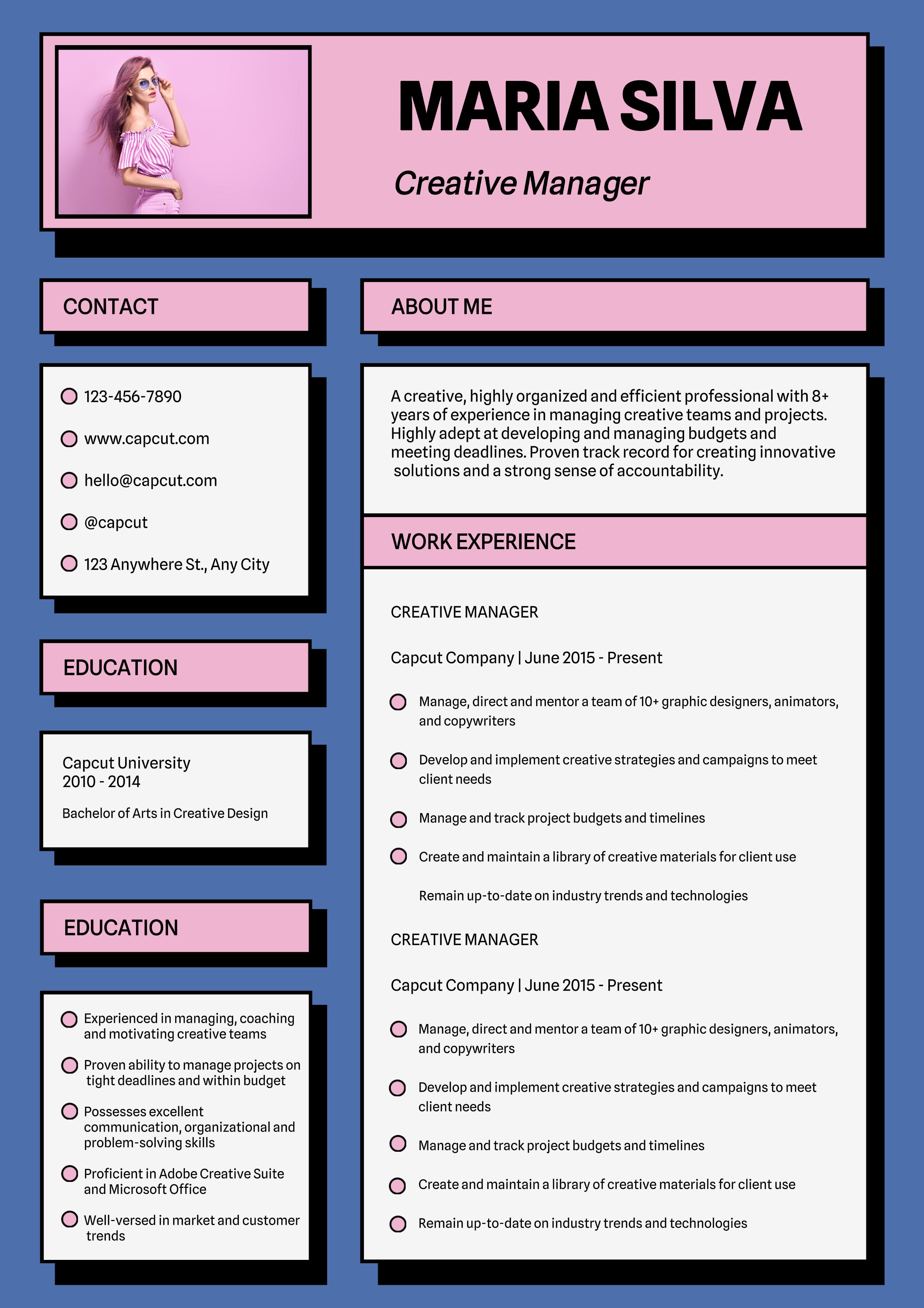 Business Resume Creative Manager