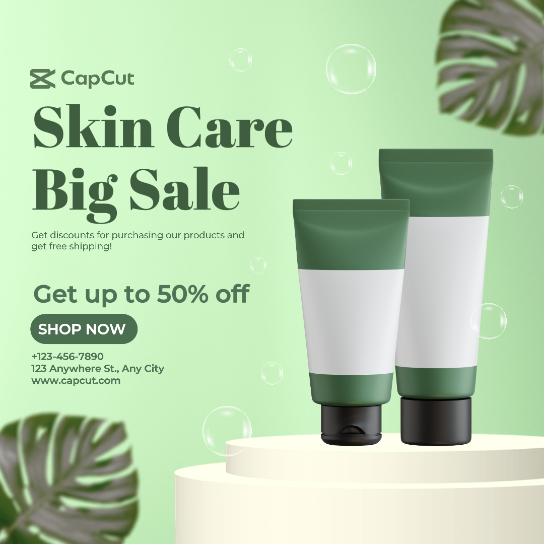 Green Herbal Skin Care Big Sale Template