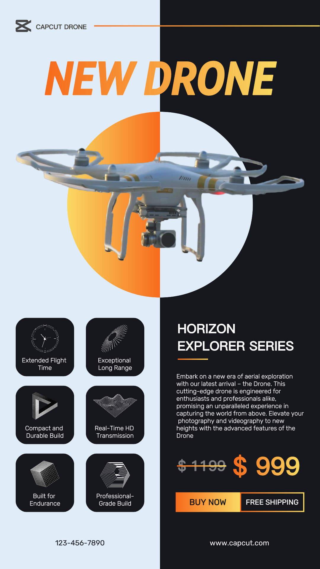 Drone electrónico Nueva historia de Instagram de drones