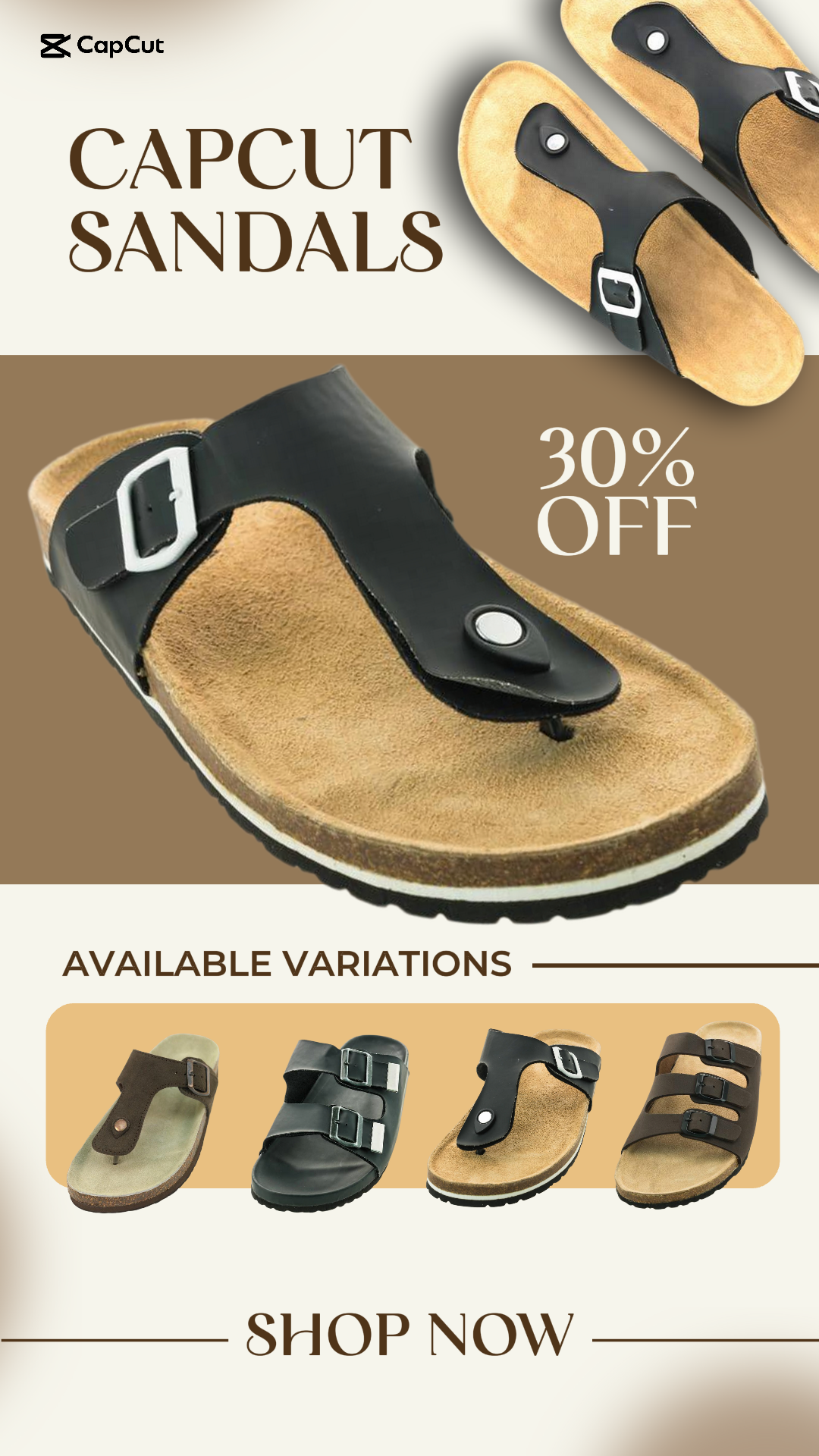 Herren Sandalen Schuhe Marketing Instagram Story Braun