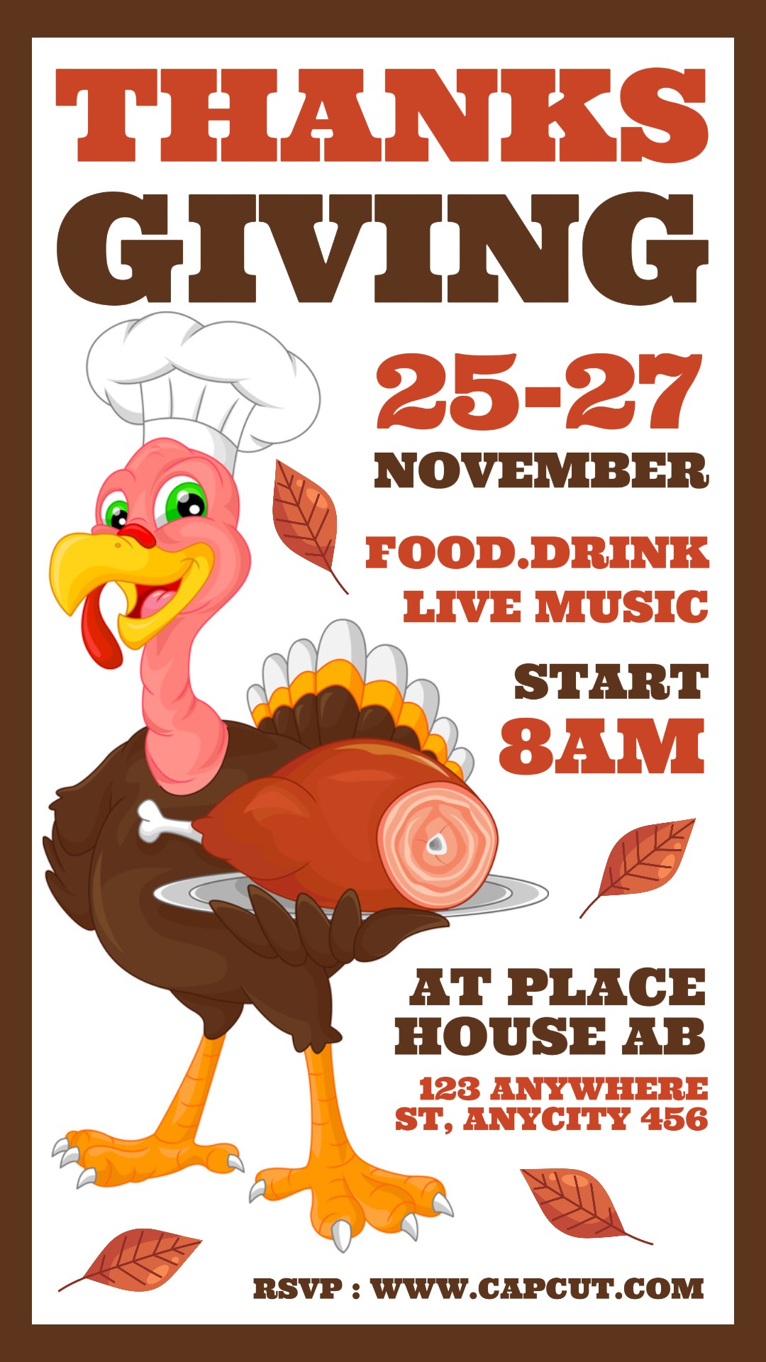 Danke Einladung Instagram Story Braun Orange Flach