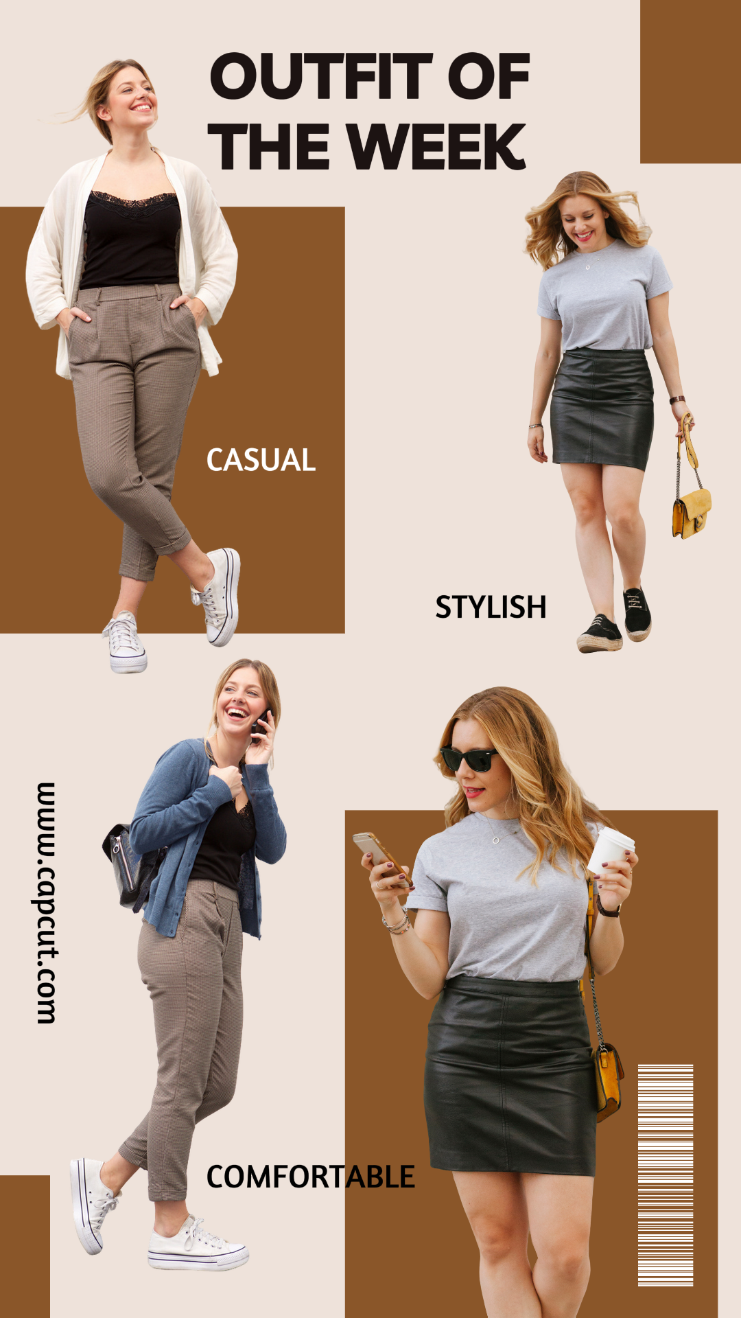 Clothing and Shoes Marketing Poster Outfit Of The Week Instagram Story Beige