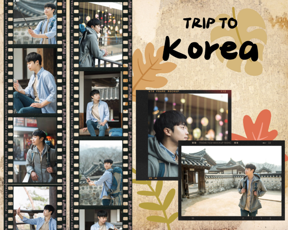 Viaje de collage de fotos sin marketing a Corea