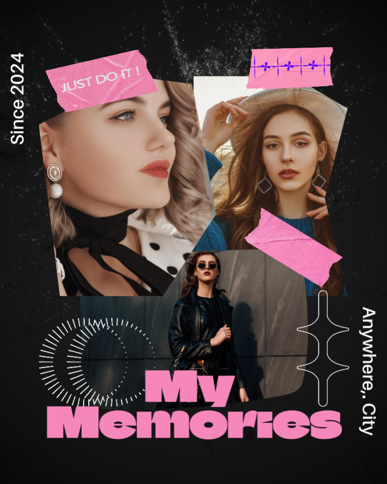 Colagem de fotos sem marketing - estilo hype rosa