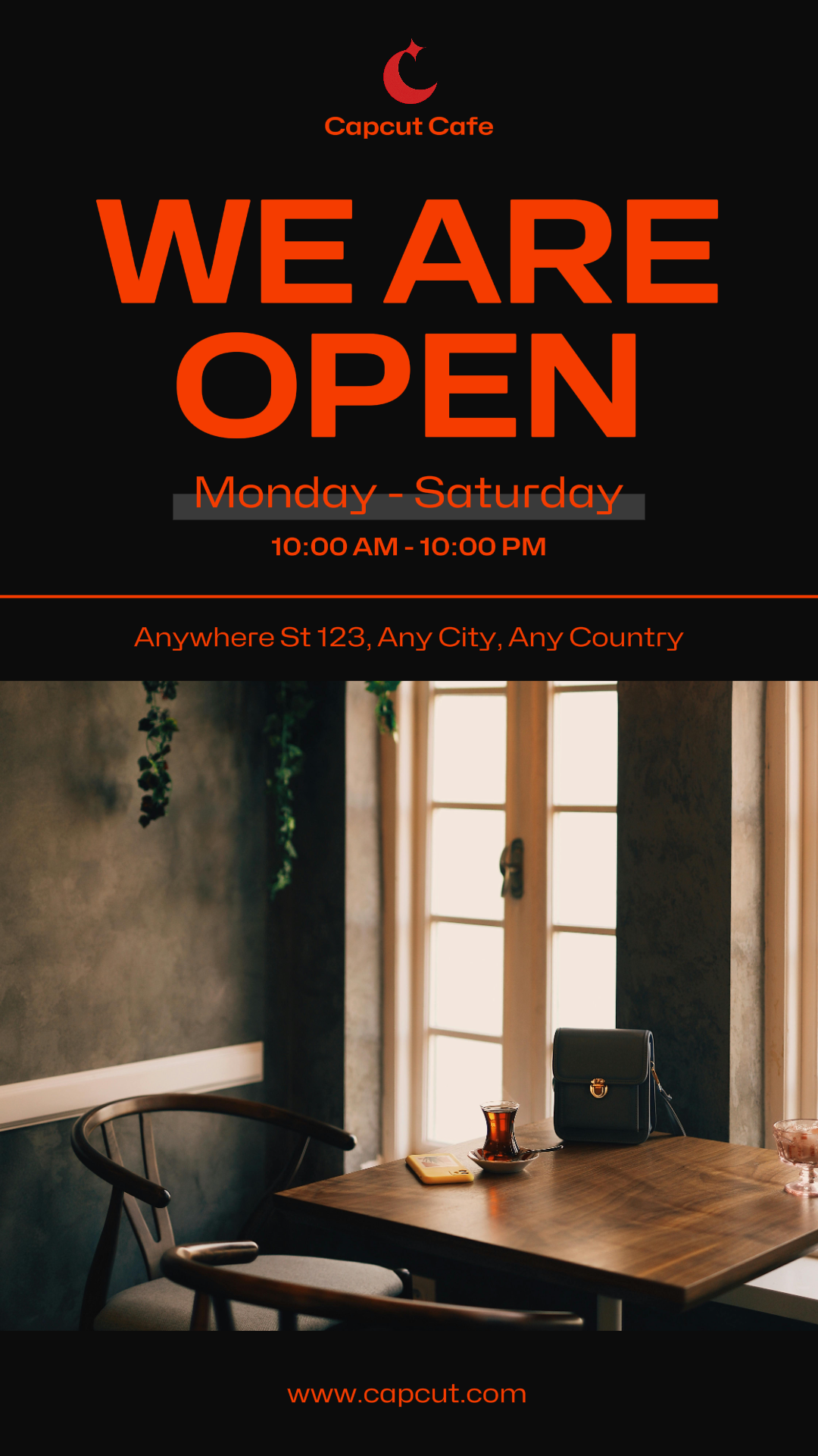 Poster Pemasaran Bisnis dan Kantor Instagram Story Cafe Dibuka