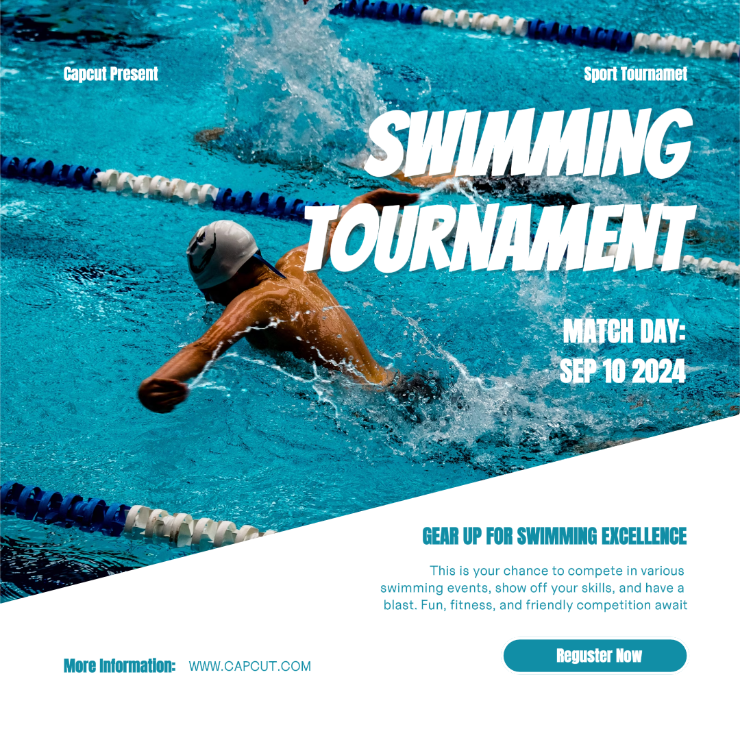스포츠와 경기 크리에이티브 포스터 인스타그램 포스트 수영 토너먼트 블루 화이트