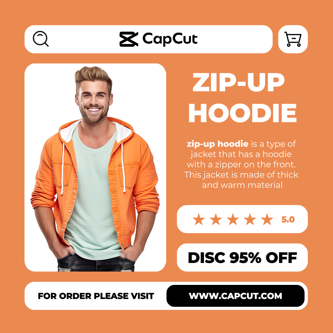 Promoção de roupas com capuz Feed do Instagram