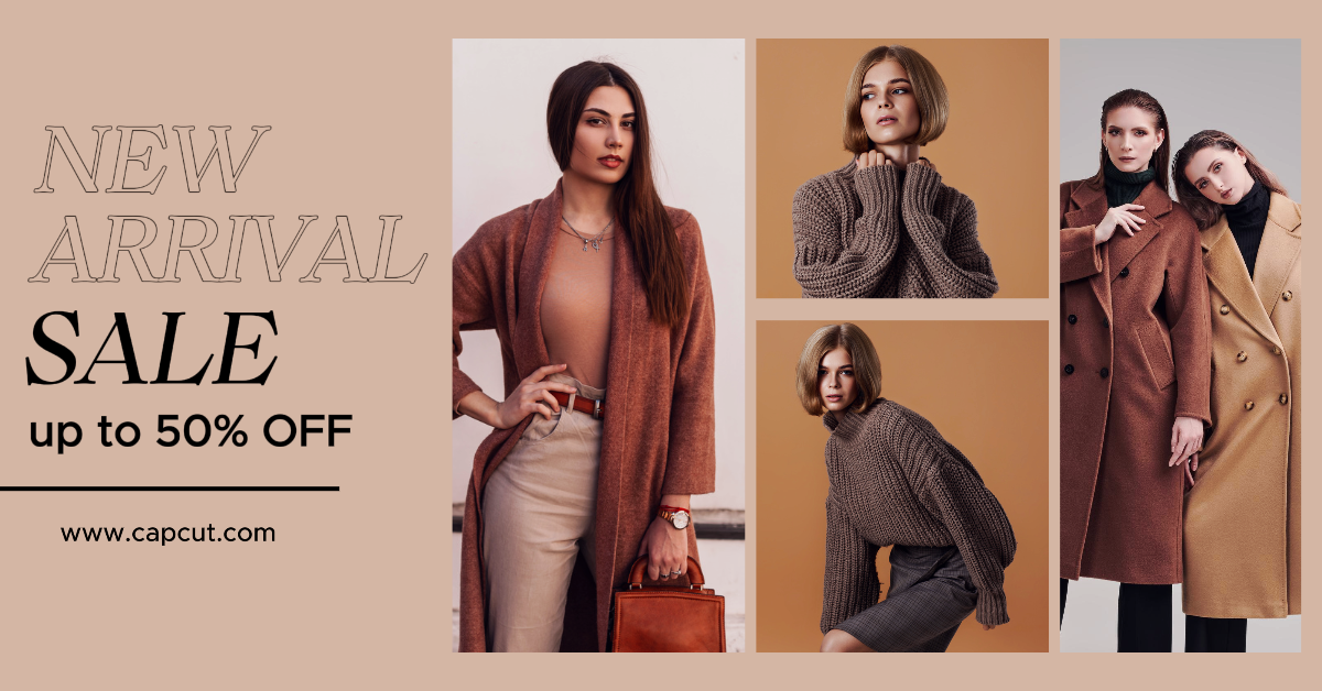 Anuncios de Facebook Banner de marketing Nueva llegada Venta Marrón minimalista 