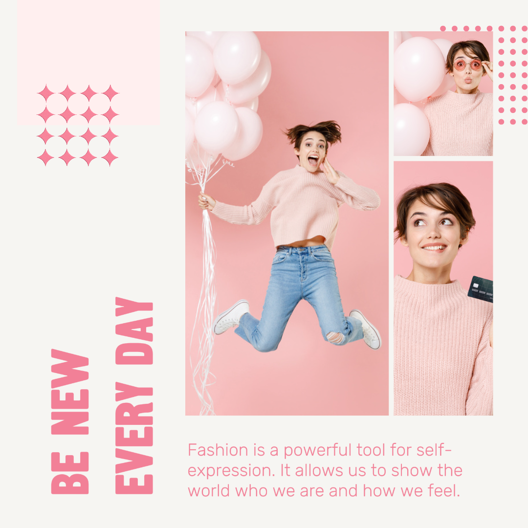 Minimalist Fashion Collage Instagram Marketing Post Pink & Playful