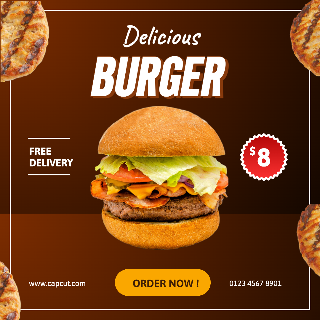 Promoción de hamburguesa deliciosa para publicación de Instagram