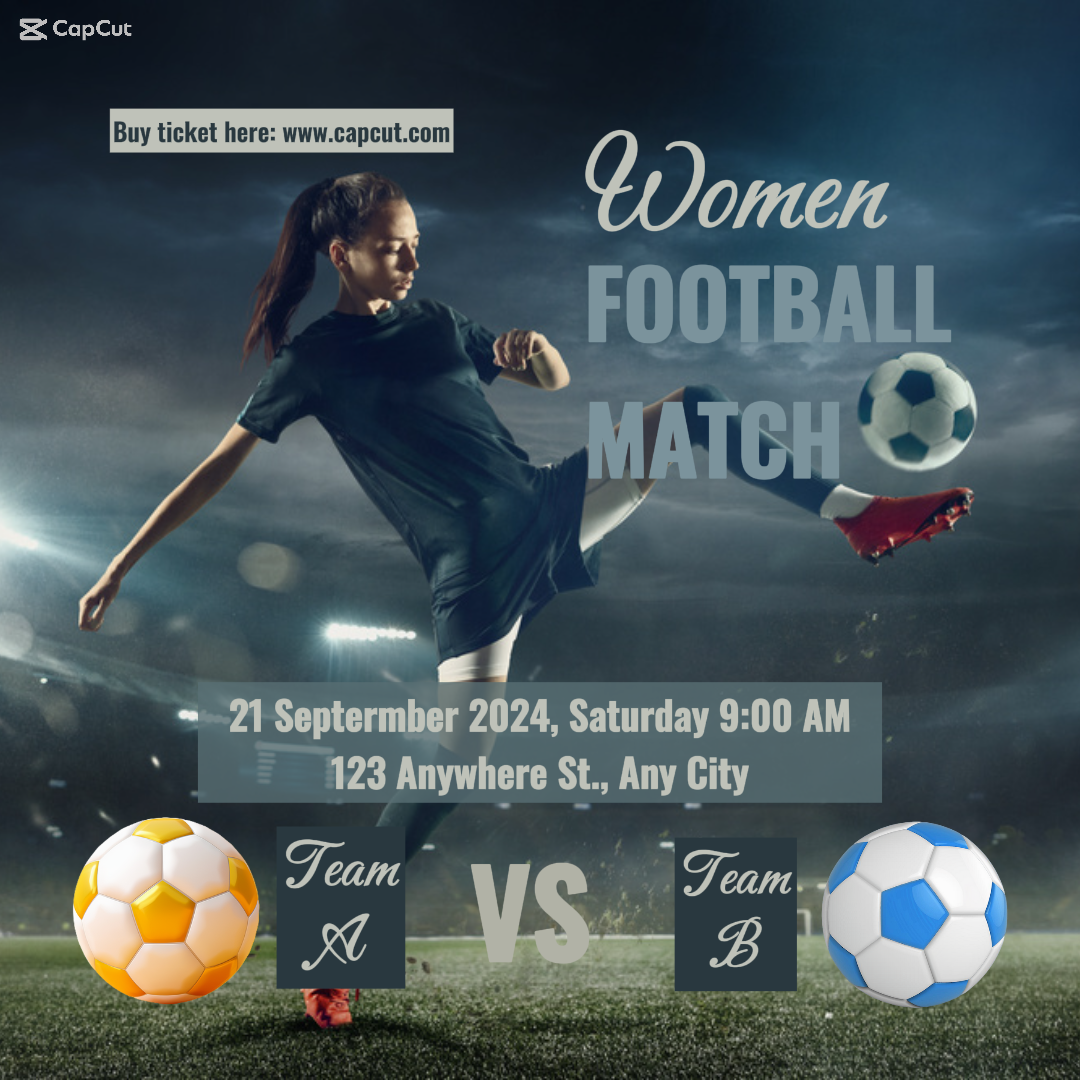 Partida de futebol - Pôster criativo Instagram post Partida de futebol feminino