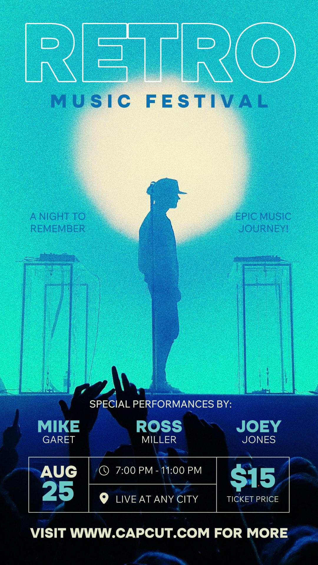 Unterhaltung Retro Music Festival Poster Blau Retro Style