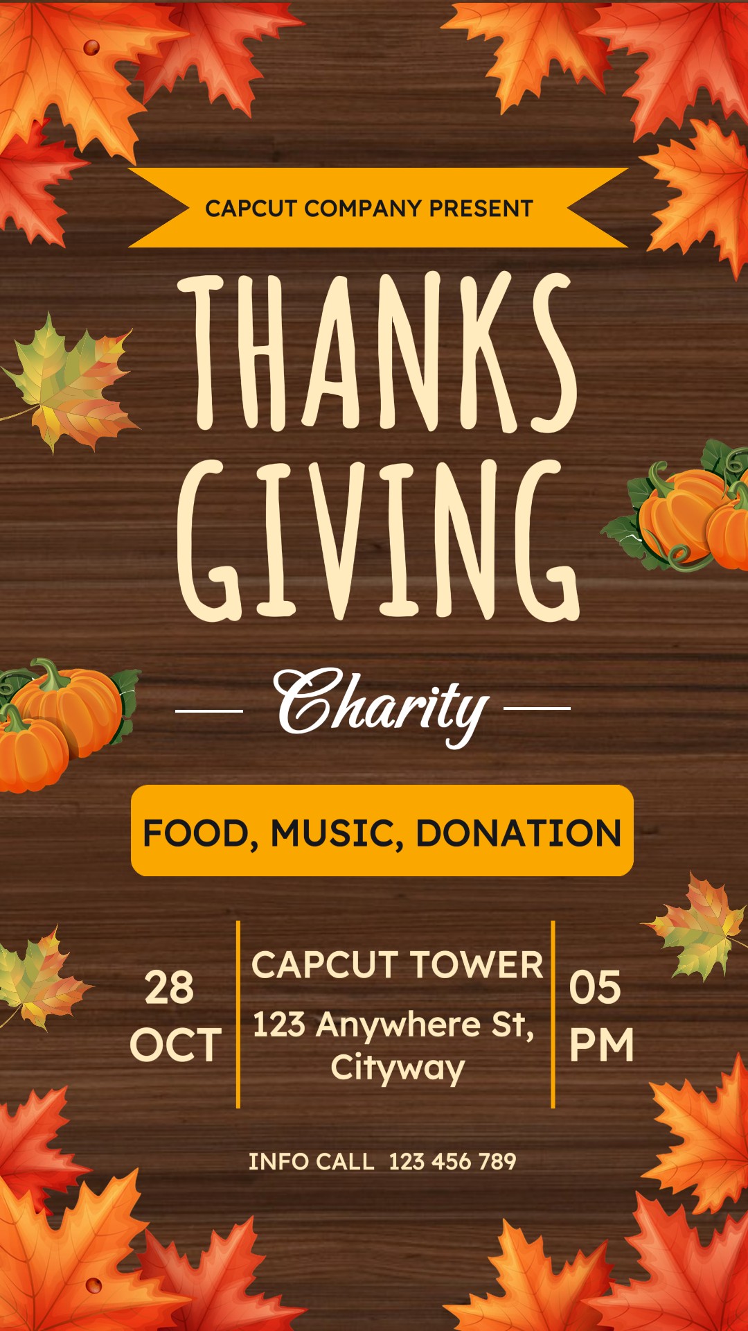 Convite de Caridade de Ação de Graças História do Instagram