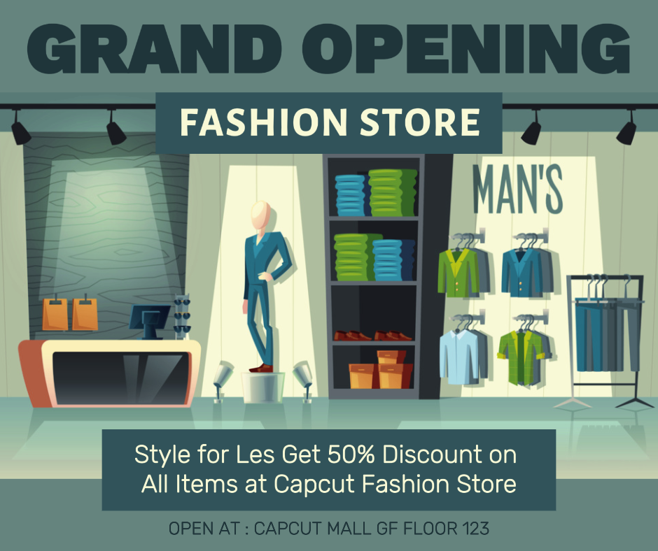 Promotion de vêtements Facebook Post Ouverture officielle du magasin de mode