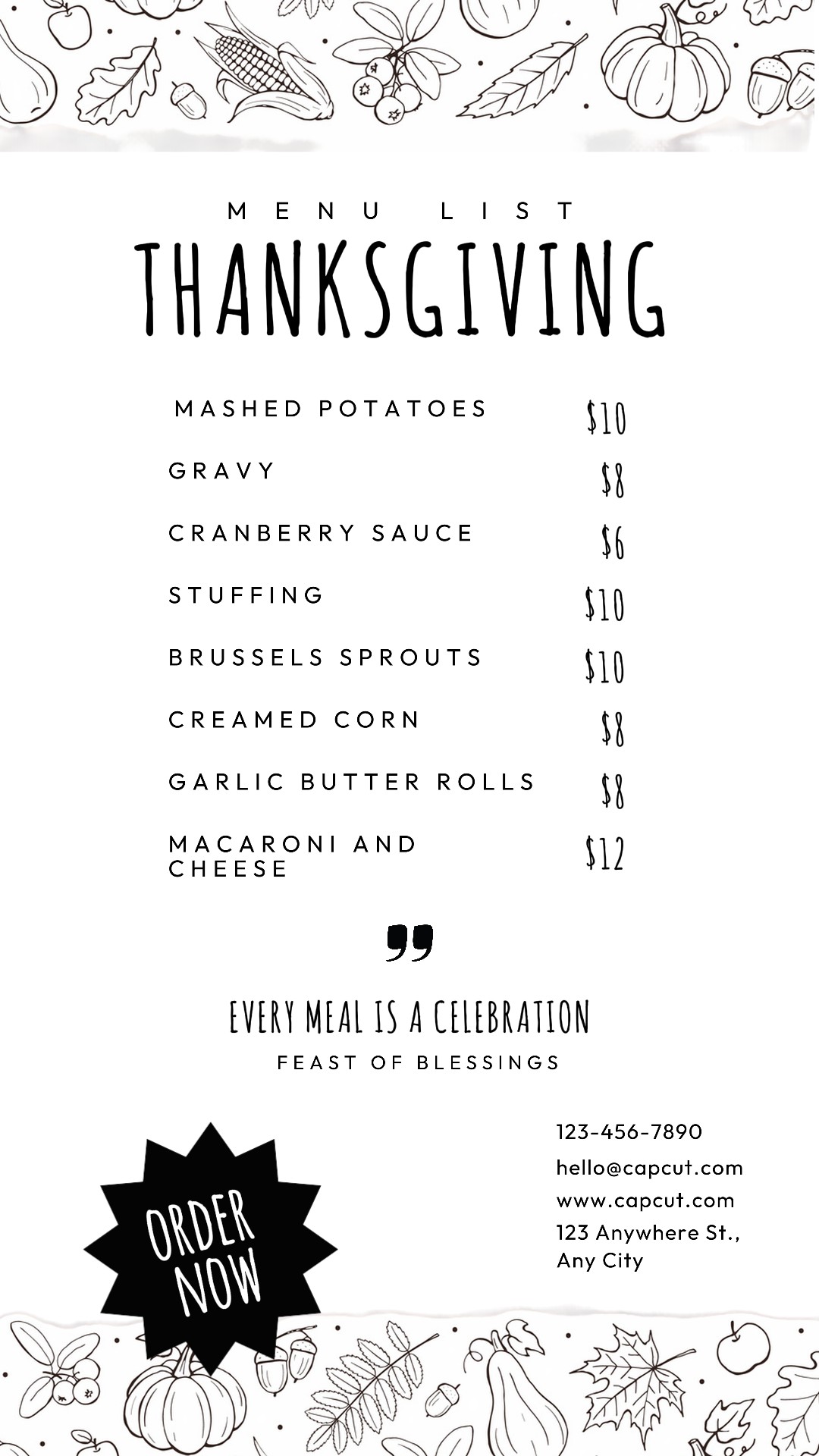 Daftar Menu Thanksgiving Kisah Instagram