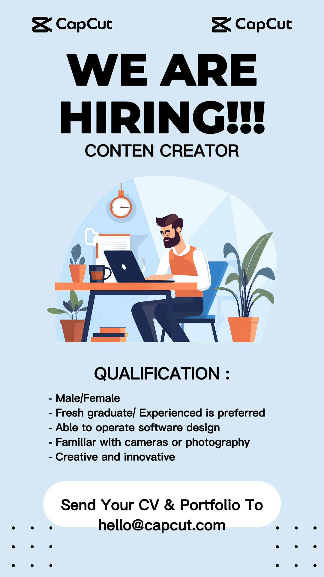 Entreprise - Embauche d'un créateur de contenu