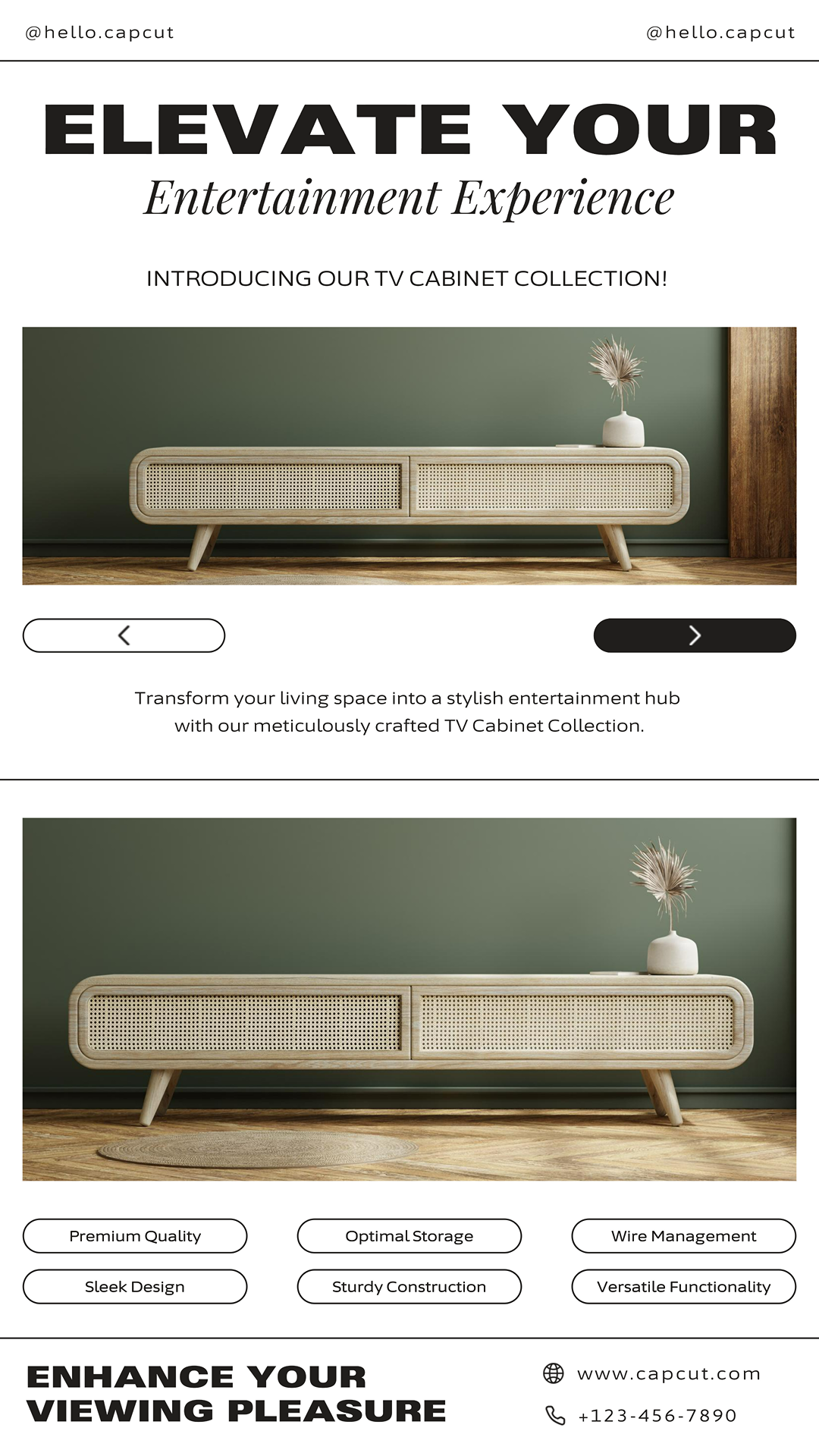 Accessoires ménagers et meubles Affiche marketing Armoires TV Affichage du produit Instagram Post