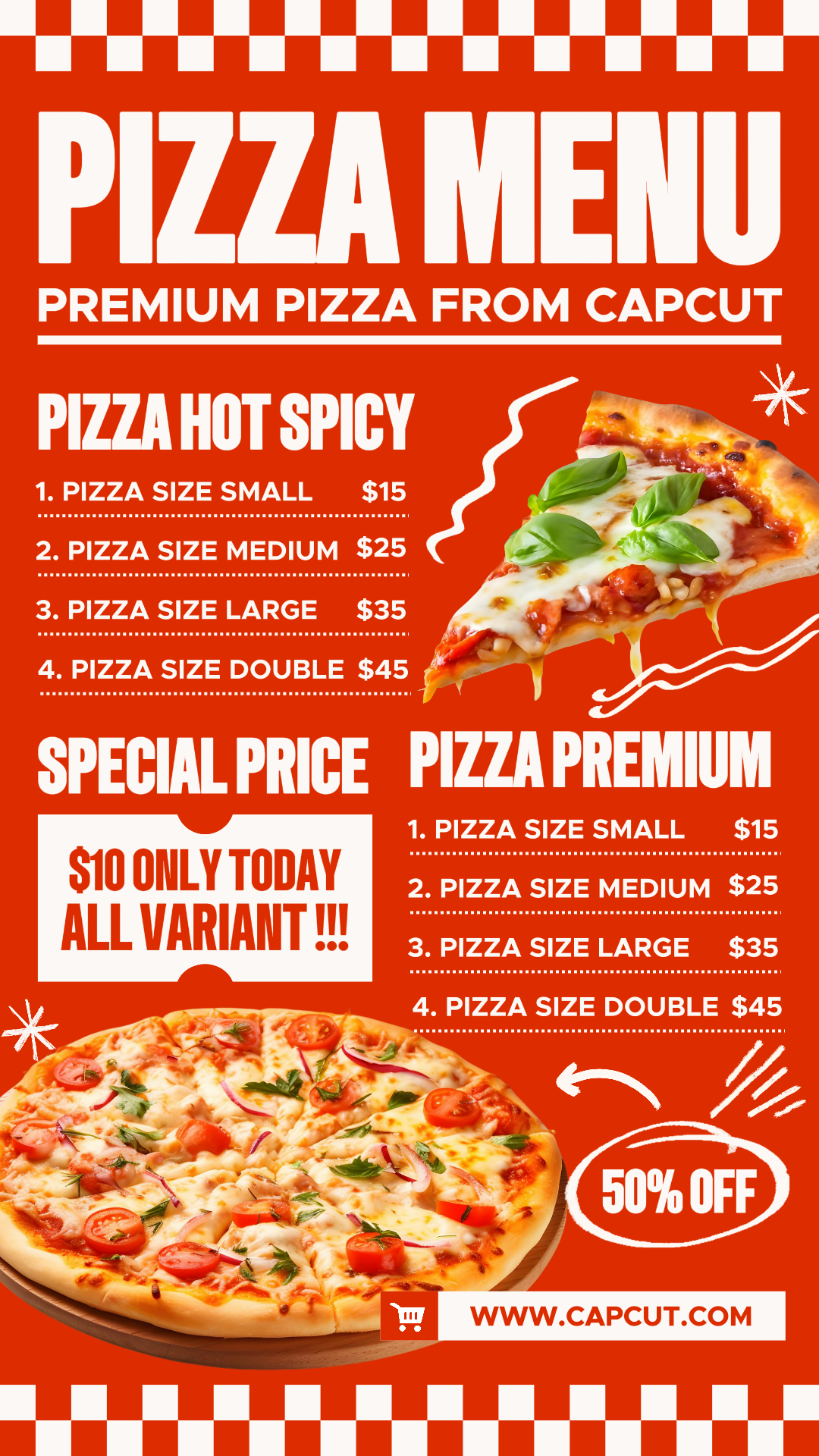 Marketing Food Pizza Menu Product Display Promotion Instagram Story Red Modern