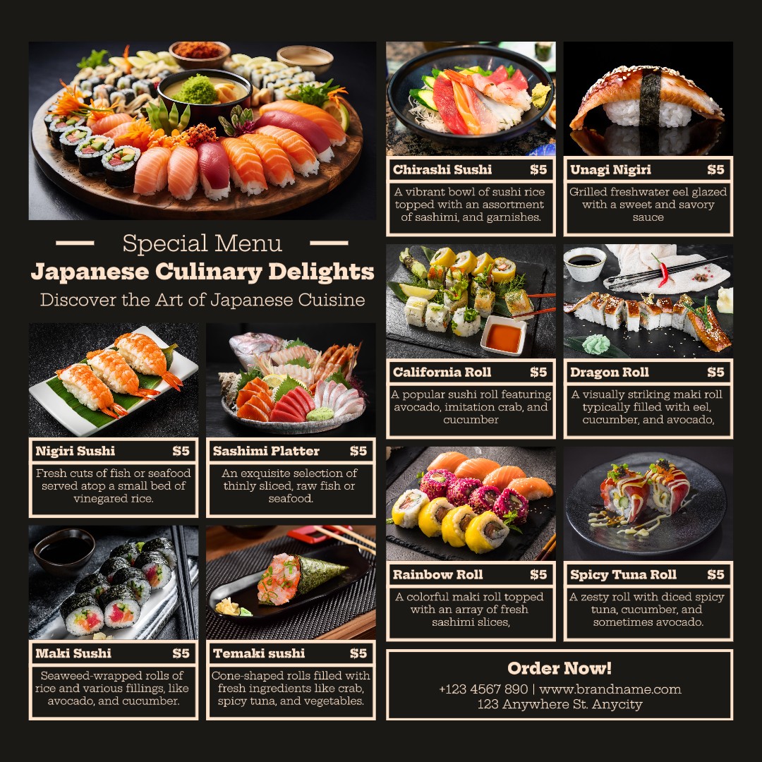 Tampilan Produk Menu Makanan Jepang Posting Media Sosial