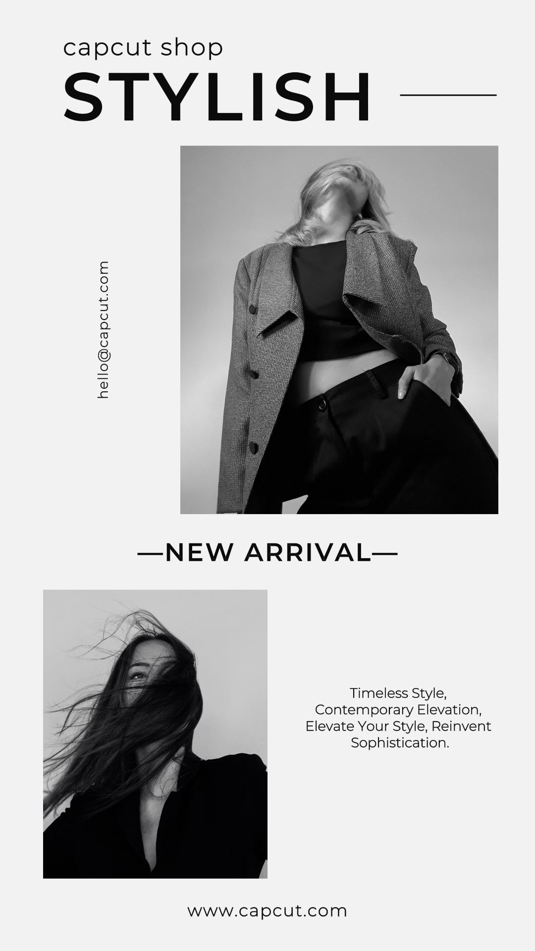 Vêtements de marketing Nouveauté Instagram Story Style de mode noir et blanc