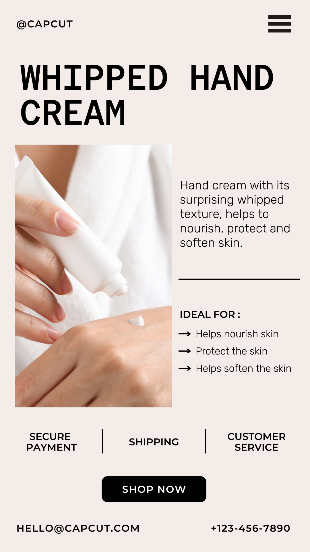 Beauty Whipped Hand Cream Product Display Instagram Story