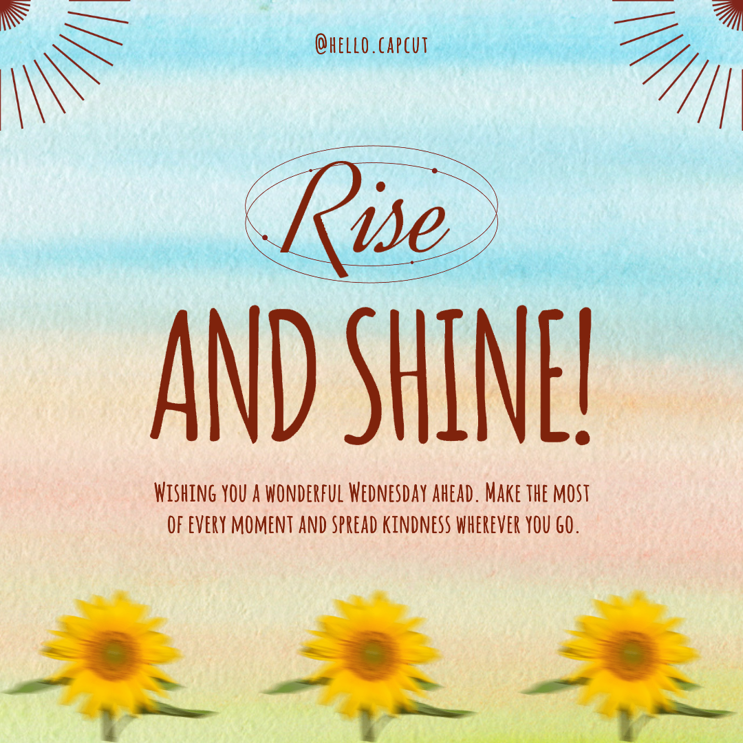 General industry Daily Greeting Instagram Post wonderful Wednesday sunflower watercolor background