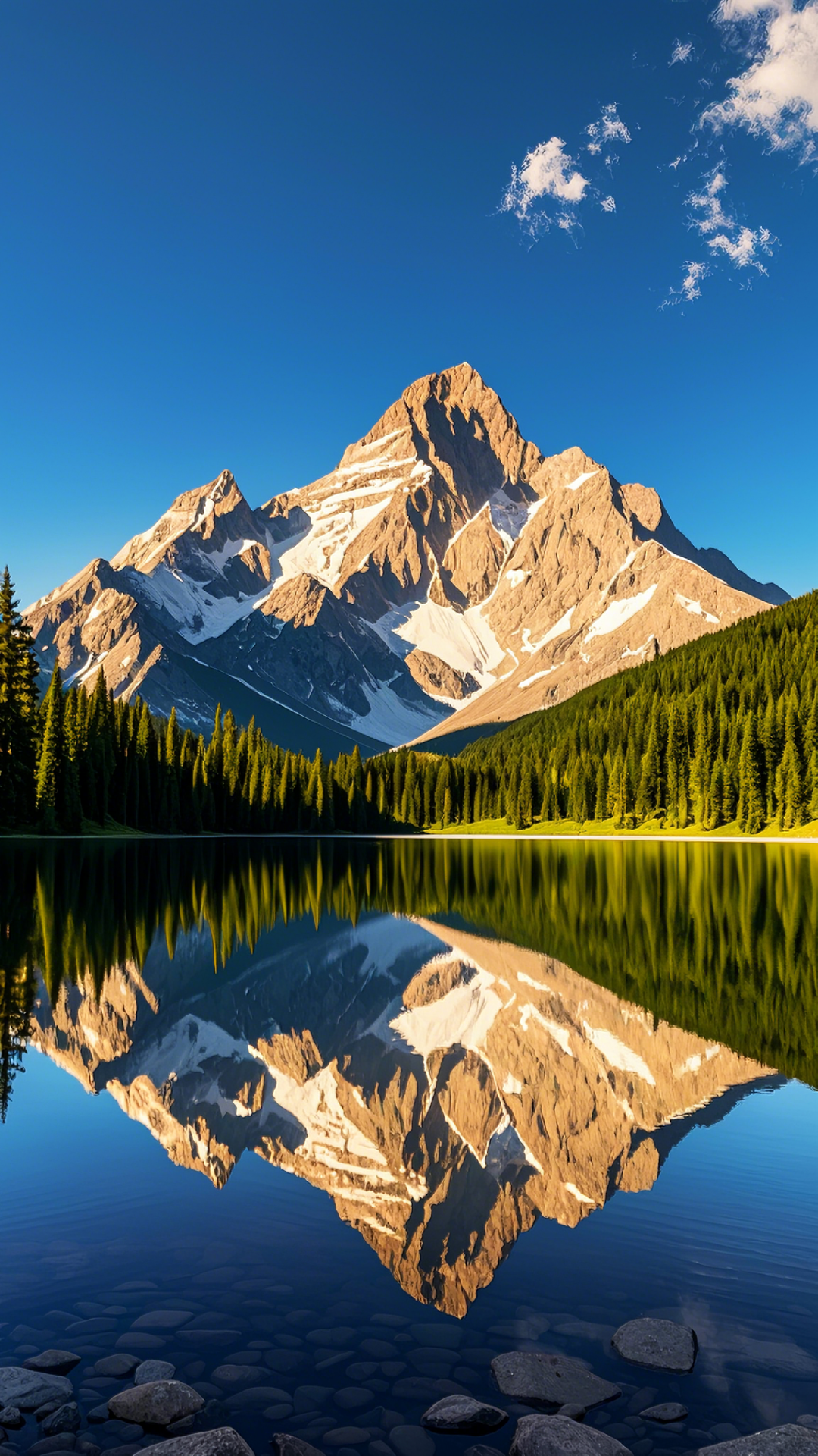 Fondo de pantalla - Póster creativo - Lago y montaña