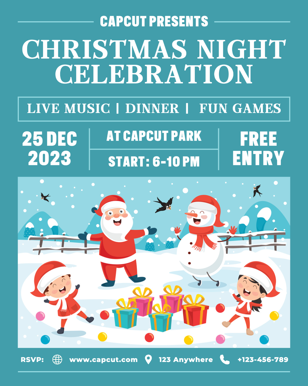 Christmas Night Party Poster Promotion IG Portrait