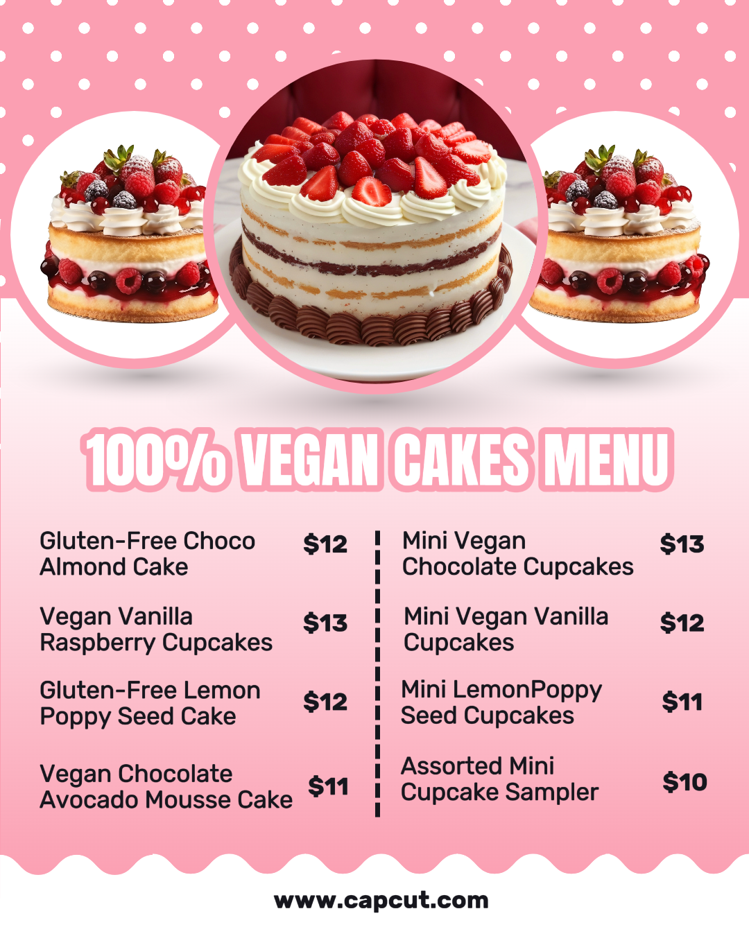 Food & Beverage Vegan Cakes Menu Instagram