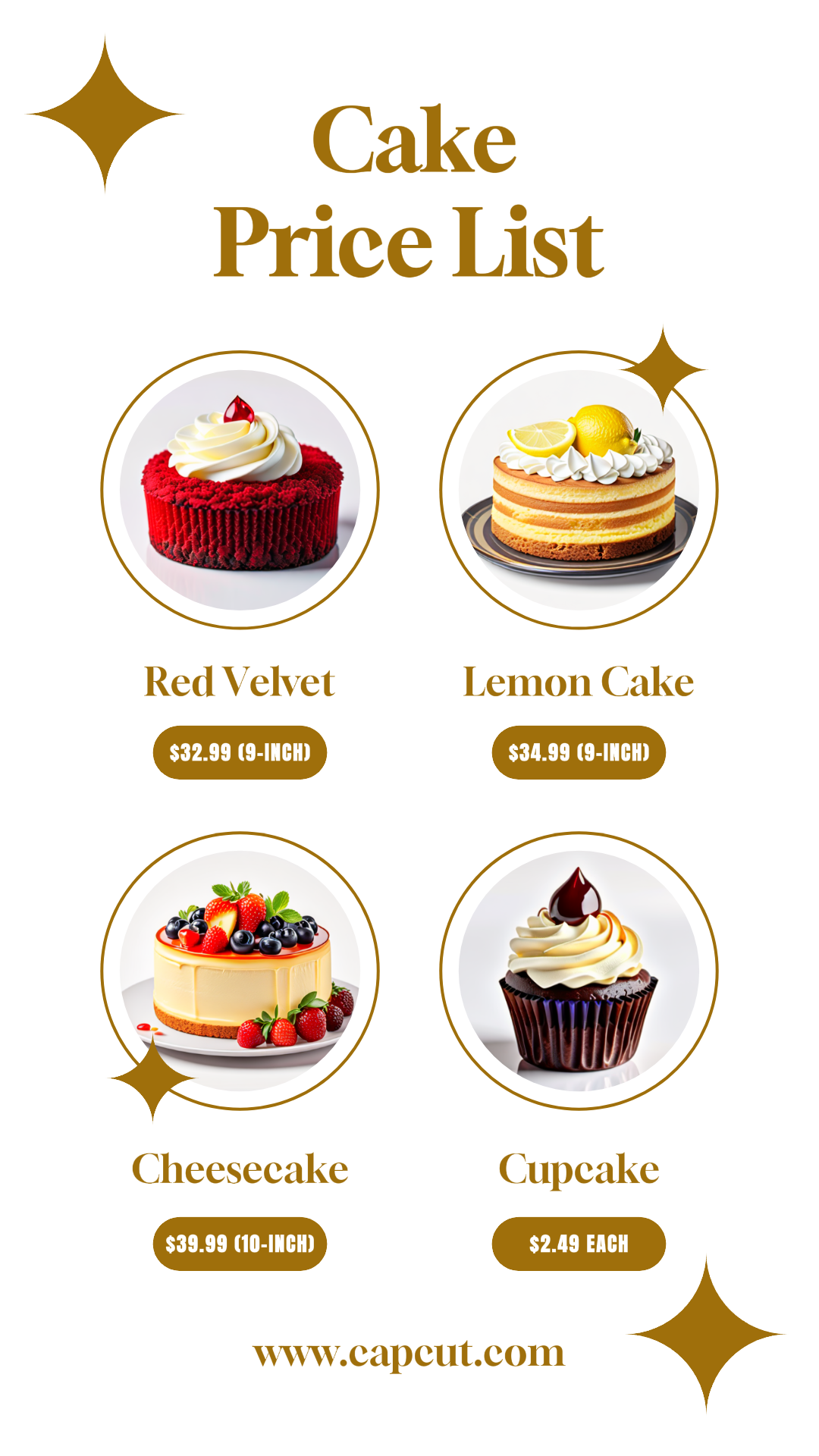 Pastel de comida Lista de precios Historia de Instagram