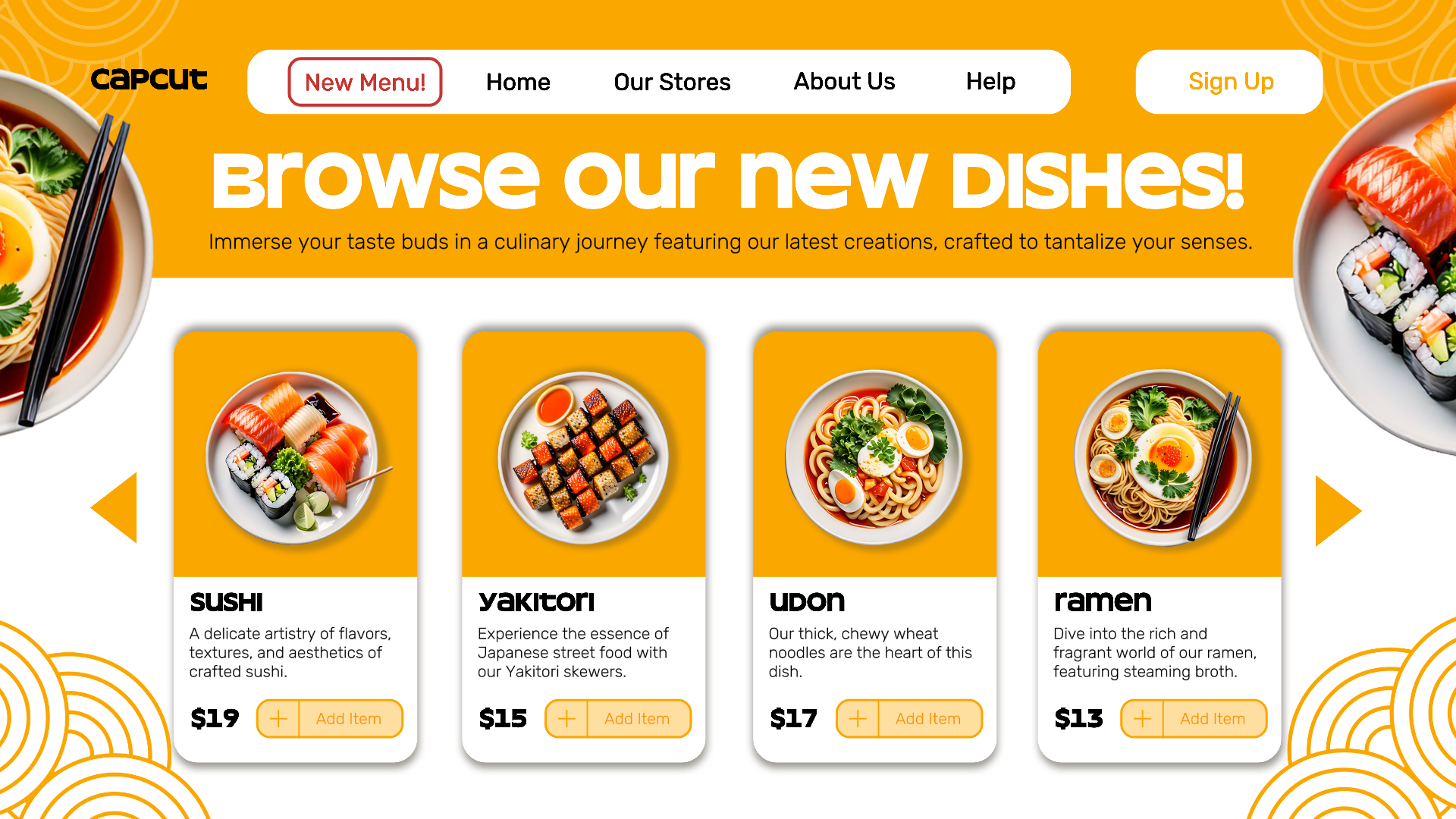 Food Japanese New Dishes Promo Page