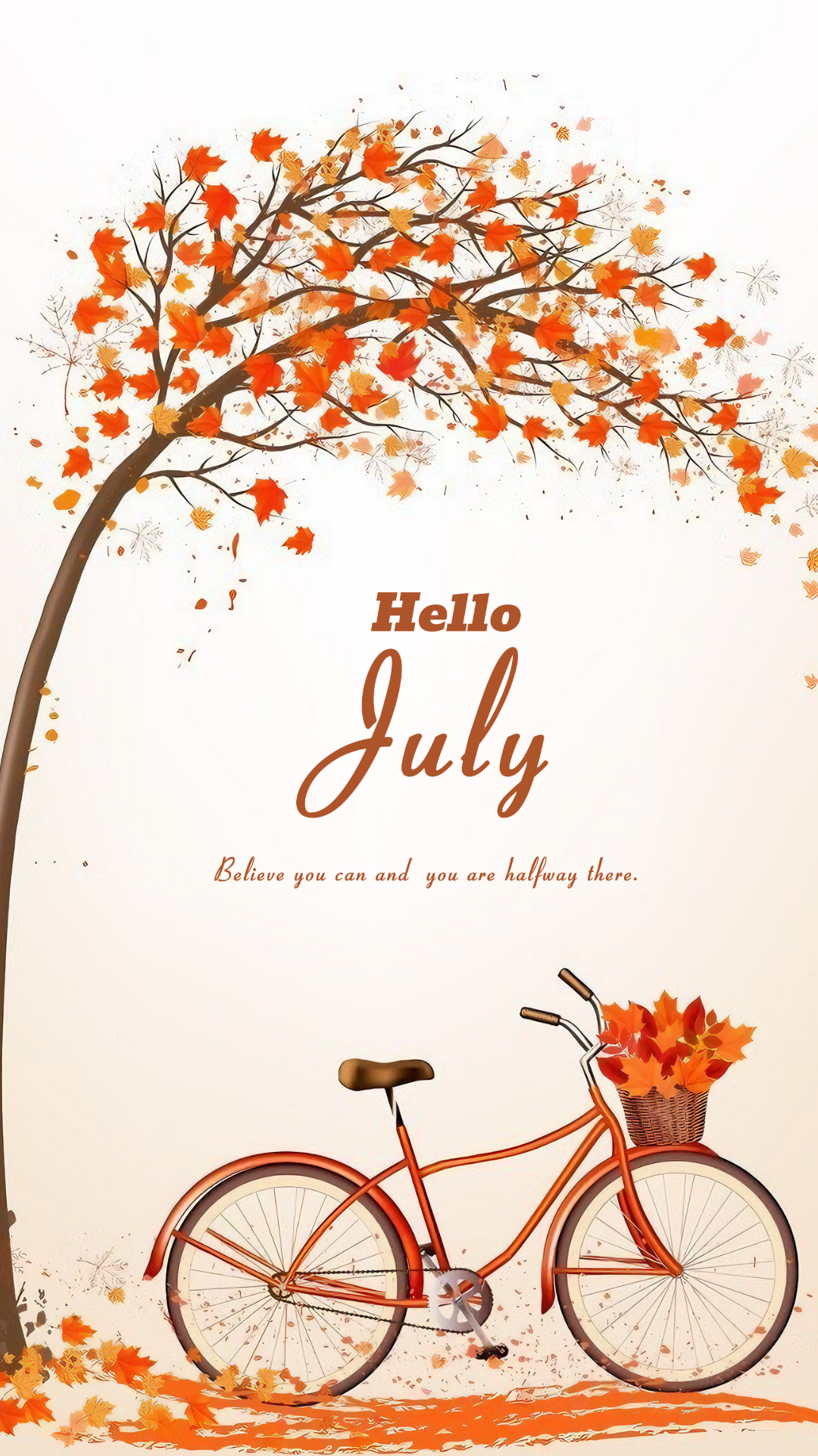 Hello July creative poster instagram story orange