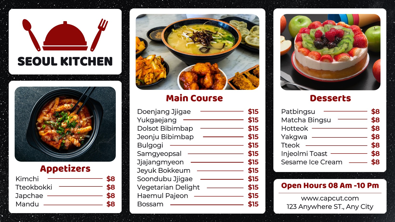 Menu Alimentos e Bebidas Capa para Facebook